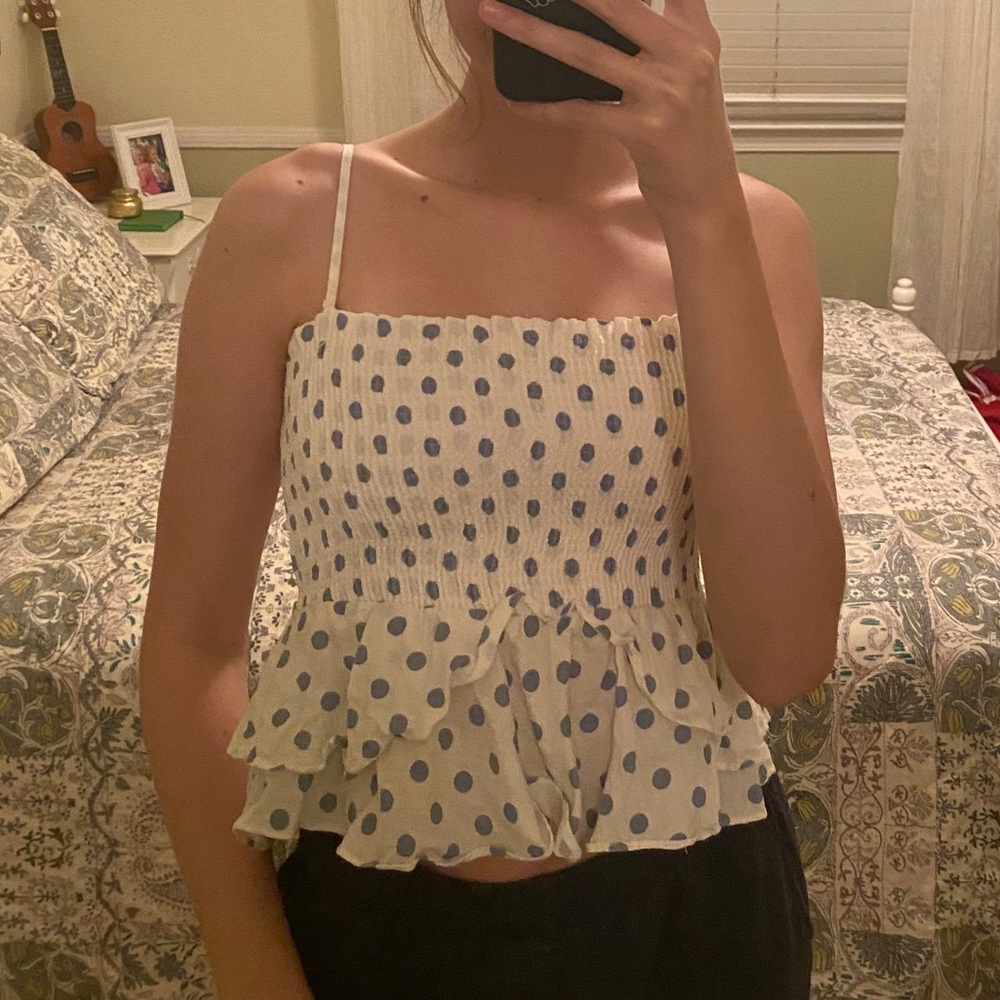 ZARA polka dot cropped tank